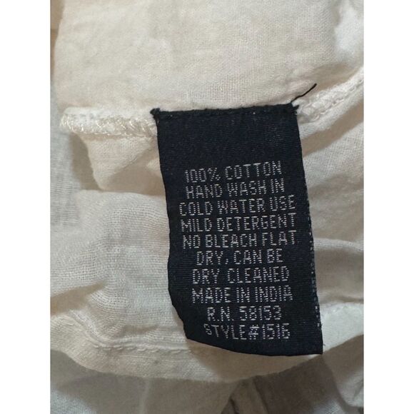 Chaudry White Linen Gypsy Dress, Medium, Crochet Top - Picture 5 of 6